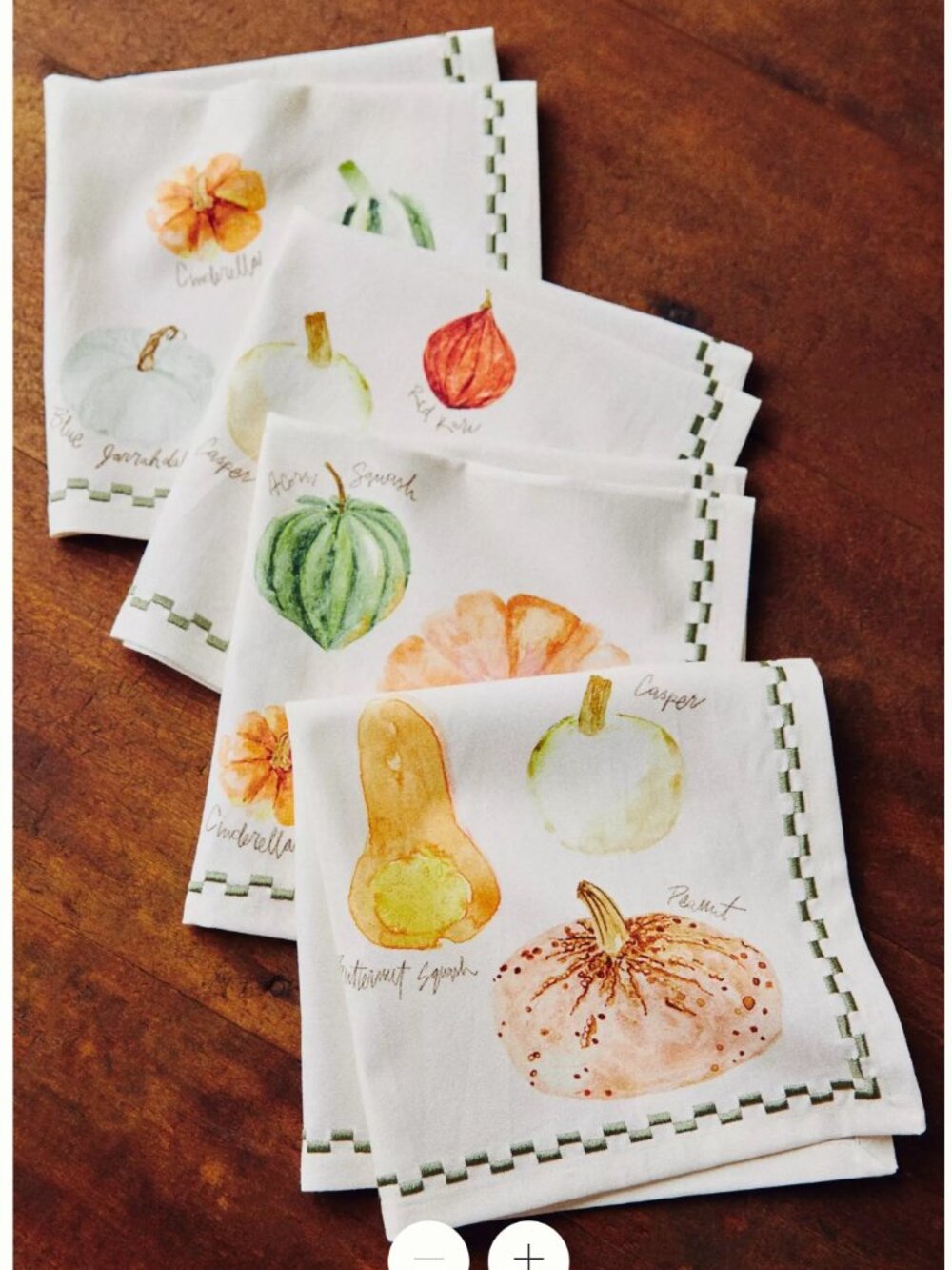 Anthropologie Types Of Pumpkins Squash Set/Napkins NWT